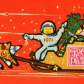 Новый Год! Космонавт на тройке матрешку с ёлкой  везёт!