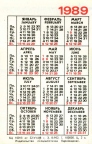 Карманный календарь 1989 года | Pocket calendar of USSR | Taschenkalender