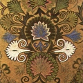 Fragment of embroidery on suede